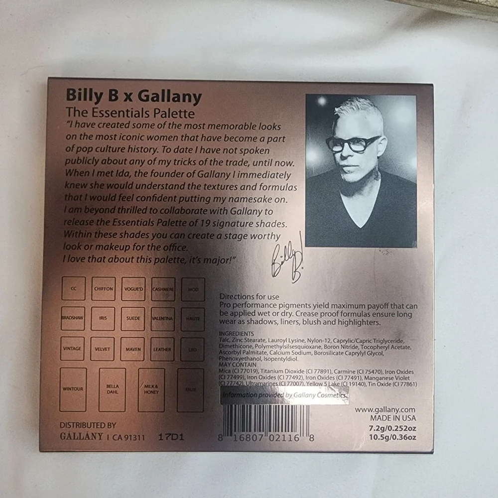 Billy B X Gallany Eyeshadow and Face Palette. New